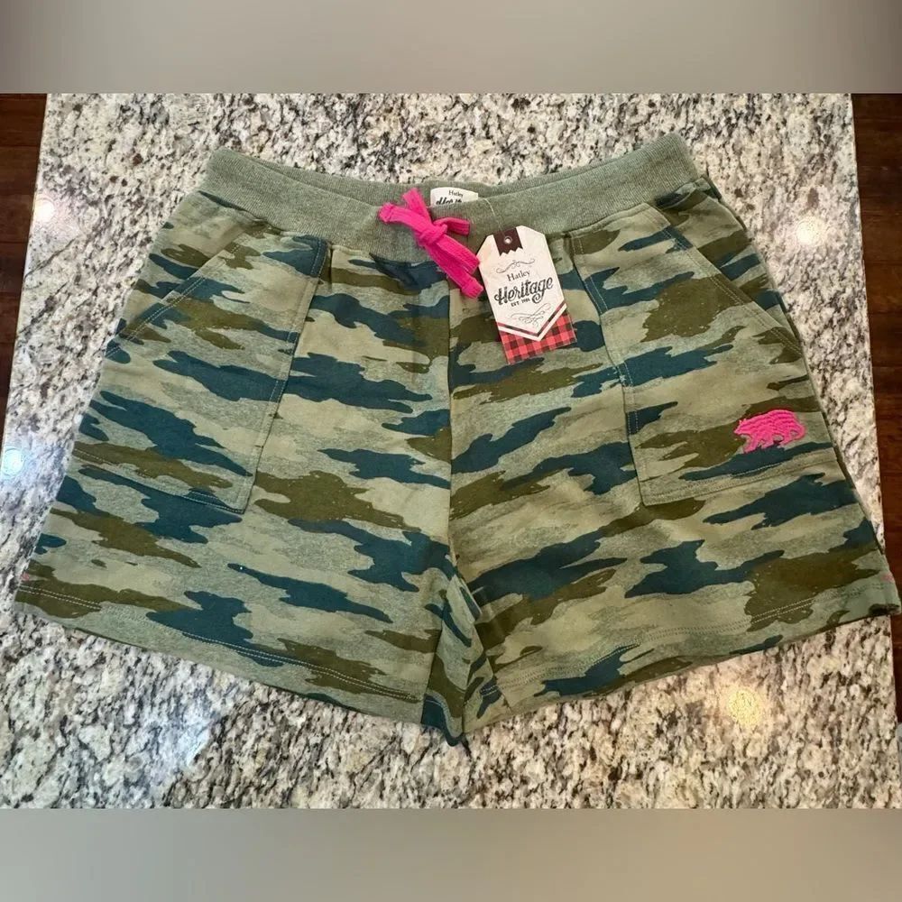 Hatley Green and Pink Cargo Shorts with Camouflage Pattern